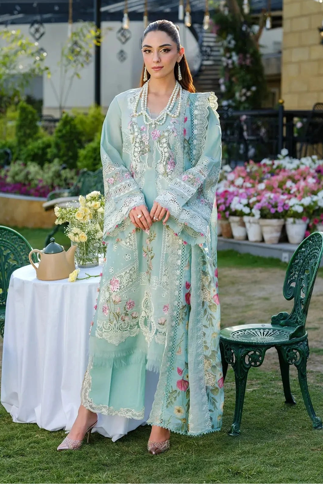 ELAF - 3PC LAWN EMBROIDERED SHIRT WITH CHIFFON PRINTED DUPATTA AND TROUSER - HZG2724