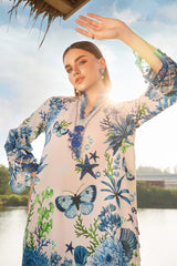 MARIA B - 3PC LAWN EMBROIDERED PRINTED SHIRT WITH MANAAR PRINTED DUPATTA AND TROUSER - HZG2256