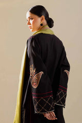 ZARA SHAH JAHAN - 3PC DHANAK EMBROIDERED SHIRT WITH TWILL PRINTED SHAWL AND TROUSER - HZG2318