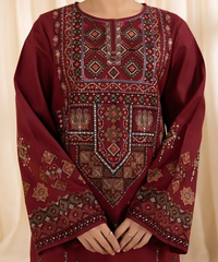 SAPPHIRE - 3PC DHANAK EMBROIDERED SHIRT WITH TWILL PRINTED SHAWL AND TROUSER - HZG2378