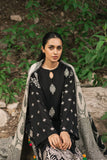 JAZMIN - 3PC DHANAK EMBROIDERED SHIRT WITH TWILL PRINTED SHAWL AND TROUSER - HZG2010