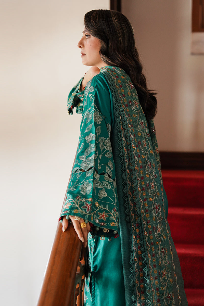 CROSS STITCH - 3PC DHANAK EMBROIDERED SHIRT DHANAK EMBROIDERED DUPATTA AND TROUSER - HZG2345