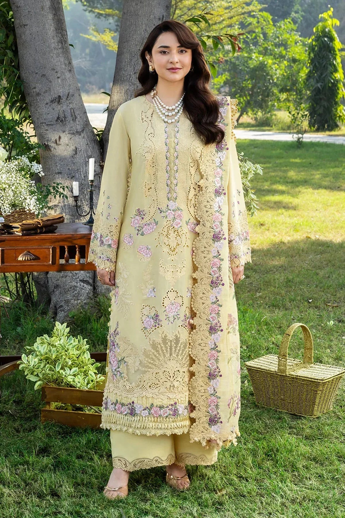 ELAF - 3PC LAWN EMBROIDERED SHIRT WITH CHIFFON EMBROIDERED DUPATTA AND TROUSER - HZG2891