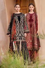 MARIA B - 3PC LAWN EMBROIDERED PRINTED SHIRT WITH CHIFFON PRINTED DUPATTA AND TROUSER - HZG2203