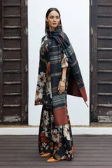 BAROQUE - 3PC KARANDI PRINTED SHIRT WITH KARANDI PRINTED SHAWL AND TROUSER - HZG3138