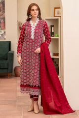 MIRAKHI - 3PC LAWN CHIKANKAARI EMBROIDERED SHIRT WITH LAWN TUBE SLUB DUPATTA AND TROUSER - HZG2236