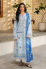 QALAMKAR - 3PC LAWN EMBROIDERED SHIRT WITH CHIFFON PRINTED DUPATTA AND TROUSER - HZG2730