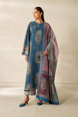 BAROQUE - 3PC KARANDI PRINTED SHIRT WITH KARANDI PRINTED SHAWL AND TROUSER - HZG3150