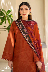 JAZMIN - 3PC LAWN SEQUENCE EMBROIDERED SHIRT WITH VOIL PRINTED DUPATTA AND TROUSER - HZG1680