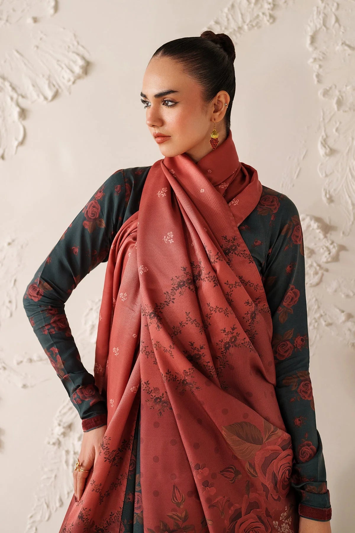BAROQUE - 3PC VISCOSE PRINTED SHIRT WITH VISCOSE PRINTED DUPATTA AND TROUSER - HZU2521