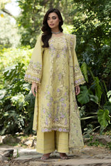 ELAF - 3PC LAWN EMBROIDERED SHIRT WITH SILK PRINTED DUPATTA AND TROUSER - HZG3048
