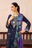 AFSANAH - 3PC DHANAK EMBROIDERED SHIRT WITH TWILL PRINTED SHAWL AND TROUSER - HZG2003