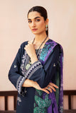 AFSANAH - 3PC DHANAK EMBROIDERED SHIRT WITH TWILL PRINTED SHAWL AND TROUSER - HZG2003