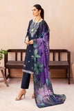 AFSANAH - 3PC DHANAK EMBROIDERED SHIRT WITH TWILL PRINTED SHAWL AND TROUSER - HZG2003