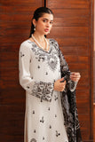 AFSANAH - 3PC DHANAK EMBROIDERED SHIRT WITH TWILL PRINTED SHAWL AND TROUSER - HZG1963