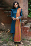 KAYSERIA - 3PC DHANAK EMBROIDERED SHIRT WITH TWILL PRINTED SHAWL AND TROUSER - HZG1786