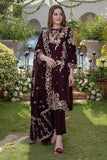 Azure - 3PC Velvet Heavy Embroidered Shirt With Velvet Heavy Embroidered Shawl - BFFC997