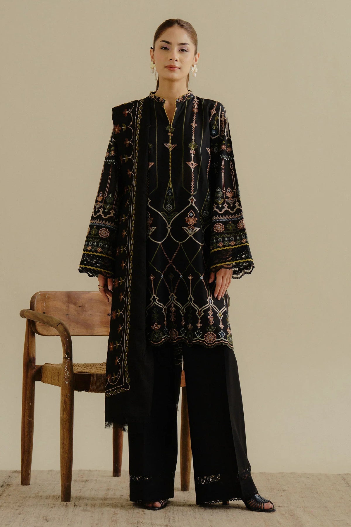 ZARA SHAH JAHAN - 3PC LAWN EMBROIDERED SHIRT WITH CHIFFON EMBROIDERED DUPATTA AND TROUSER - HZG2280