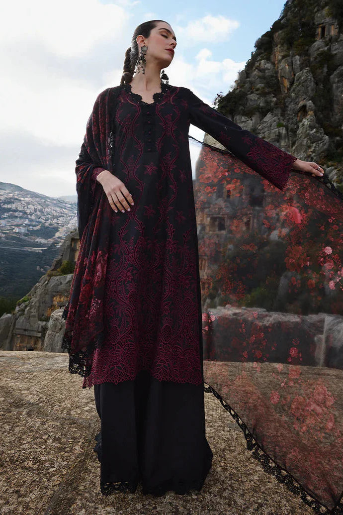 IMAGE - 3PC LAWN EMBROIDERED SHIRT WITH CHIFFON PRINTED DUPATTA AND TROUSER - HZG2868