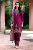 JAZMIN - 3PC DHANAK EMBROIDERED SHIRT WITH TWILL PRINTED SHAWL AND TROUSER - HZG2042