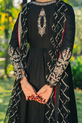 AFROZEH - 3PC LAWN EMBROIDERED FROCK WITH CHIFFON EMBROIDERED DUPATTA AND TROUSER - HZG3047