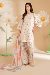 IZNIK - 3PC LAWN PRINTED SHIRT WITH SILK PRINTED DUPATTA AND TROUSER - HZG3013