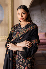 BATIK - 3PC DHANAK EMBROIDERED SHIRT WITH DHANAK EMBROIDERED SHAWL AND TROUSER - HZG2375