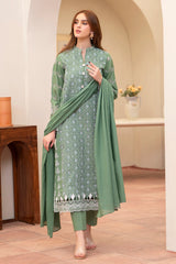 MIRAKHI - 3PC LAWN CHIKANKAARI EMBROIDERED SHIRT WITH LAWN TUBE SLUB DUPATTA AND TROUSER - HZG2234