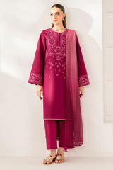JAZMIN - 3PC LAWN EMBROIDERED SHIRT WITH CHIFFON DYED DUPATTA AND TROUSER - HZG2738