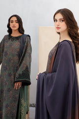 BAROQUE - 3PC KARANDI PRINTED SHIRT WITH KARANDI PRINTED DUPATTA AND TROUSER - HZG1408