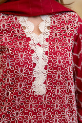 MIRAKHI - 3PC LAWN CHIKANKAARI EMBROIDERED SHIRT WITH LAWN TUBE SLUB DUPATTA AND TROUSER - HZG2236