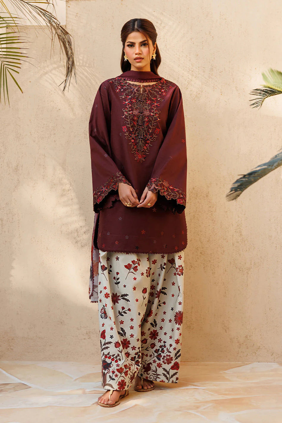 IZNIK - 3PC LAWN EMBROIDERED SHIRT WITH SILK PRINTED DUPATTA AND TROUSER - HZG2945