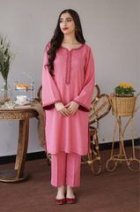 AISLING - 3PC DHANAK EMBROIDERED SHIRT WITH DHANAK EMBROIDERED SHAWL AND TROUSER - HZG1341