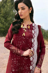 QALAMKAR - 3PC LAWN EMBROIDERED SHIRT WITH KHADDI NET EMBROIDERED DUPATTA AND TROUSER - HZG2731