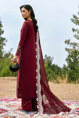 QALAMKAR - 3PC LAWN EMBROIDERED SHIRT WITH KHADDI NET EMBROIDERED DUPATTA AND TROUSER - HZG2731