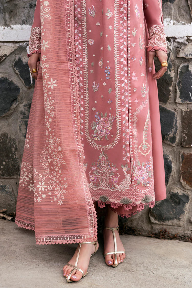 QALAMKAR - 3PC DHANAK EMBROIDERED SHIRT WITH COTTEN NET EMBROIDERED DUPATTA AND TROUSER - HZG2421