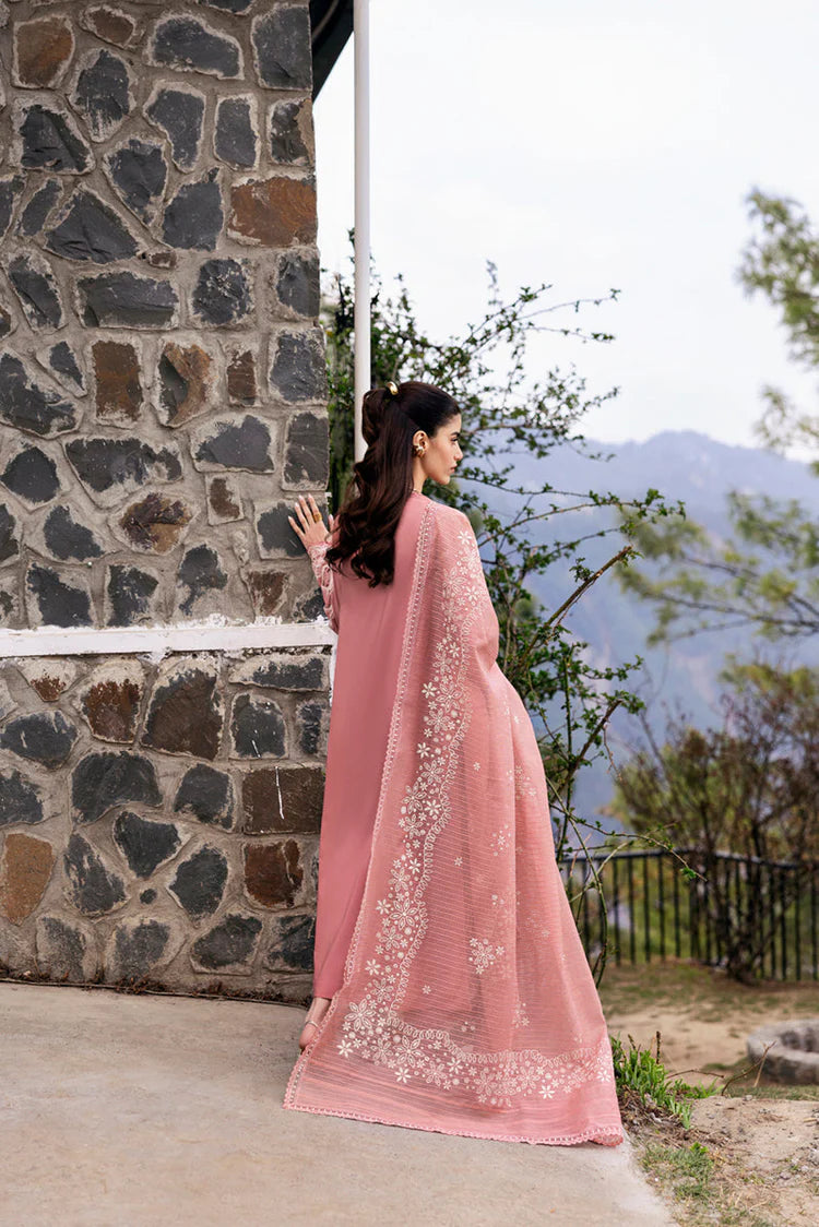 QALAMKAR - 3PC DHANAK EMBROIDERED SHIRT WITH COTTEN NET EMBROIDERED DUPATTA AND TROUSER - HZG2421