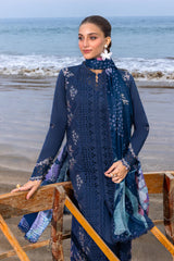 RANG RASIYA - 3PC LAWN CHIKANKAARI EMBROIDERED SHIRT WITH CHIFFON PRINTED DUPATTA AND TROUSER - HZG2861