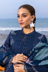 RANG RASIYA - 3PC LAWN CHIKANKAARI EMBROIDERED SHIRT WITH CHIFFON PRINTED DUPATTA AND TROUSER - HZG2861