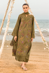 RANG RASIYA - 3PC LAWN EMBROIDERED SHIRT WITH KHADI NET  EMBROIDERED DUPATTA AND TROUSER - HZG2633