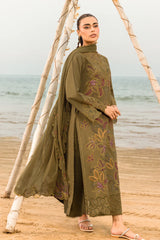RANG RASIYA - 3PC LAWN EMBROIDERED SHIRT WITH KHADI NET  EMBROIDERED DUPATTA AND TROUSER - HZG2633