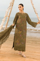 RANG RASIYA - 3PC LAWN EMBROIDERED SHIRT WITH KHADI NET  EMBROIDERED DUPATTA AND TROUSER - HZG2633