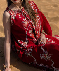 CRIMSON - 3PC LAWN EMBROIDERED SHIRT WITH CHIFFON EMBROIDERED DUPATTA AND TROUSER - HZG2711