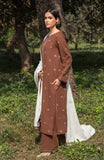 SERAN - 3PC DHANAK EMBROIDERED SHIRT WITH DHANAK EMBROIDERED SHAWL AND TROUSER - HZG2035