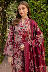 BAROQUE - 3PC KHADDAR PRINTED SHIRT WITH KHADDAR PRINTED DUPATTA AND TROUSER - HZU2556
