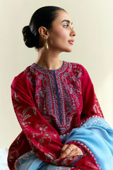 ZARA SHAH JAHAN - 3PC LAWN EMBROIDERED SHIRT WITH CHIFFON EMBROIDERED DUPATTA AND TROUSER - HZG2311