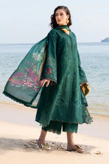 FIONA - 3PC LAWN CHIKANKAARI EMBROIDERED SHIRT WITH CHIFFON PRINTED DUPATTA AND TROUSER - HZG2990