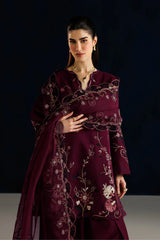 IZNIK - 3PC LAWN EMBROIDERED SHIRT WITH ORGANZA EMBROIDERED DUPATTA AND TROUSER - HZG3002