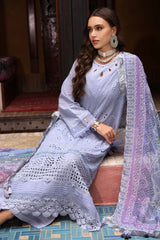 NUREH - 3PC CHIKANKARI LAWN EMBROIDERED SHIRT WITH CHIFFON PRINTED DUPATTA AND TROUSER - HZG2681