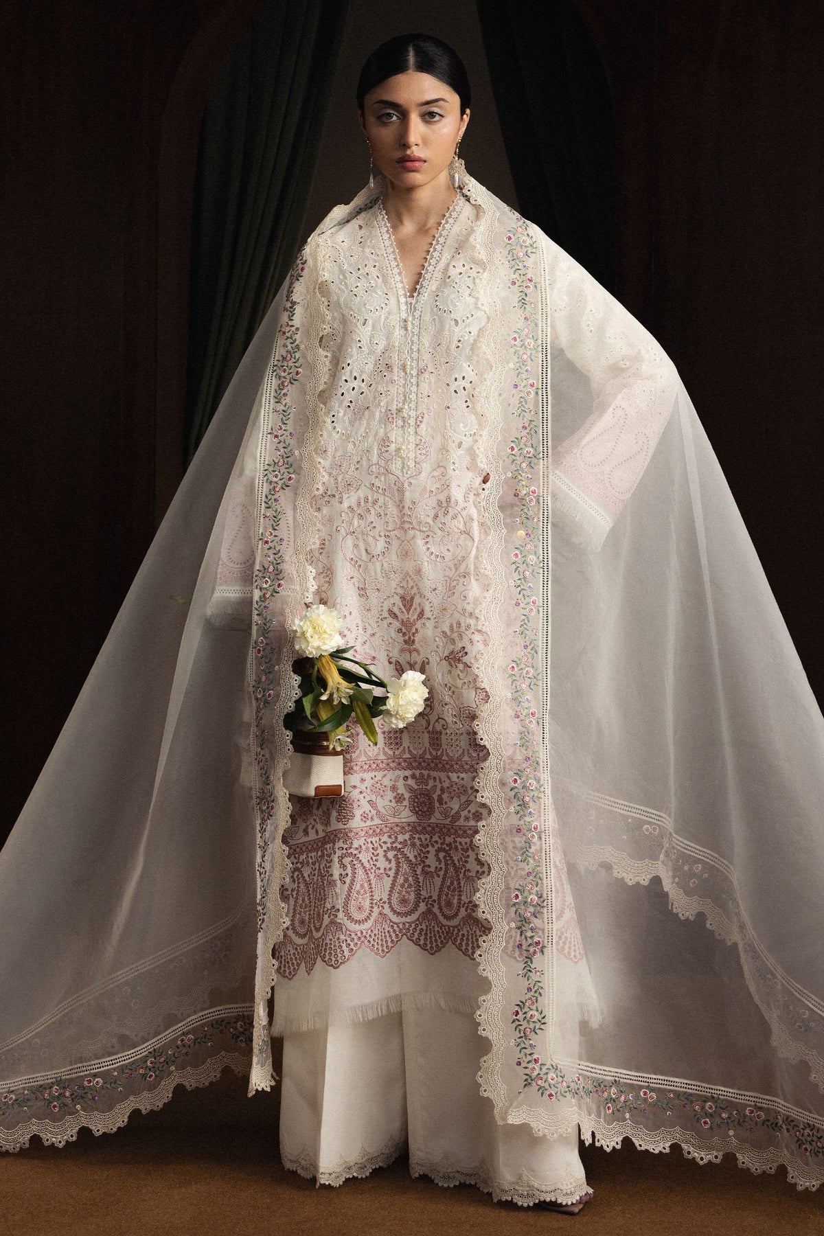 ZARA SHAHJAHAN - 3PC LAWN EMBROIDERED SHIRT WITH KHADDI NET EMBROIDERED DUPATTA AND TROUSER - HZG2967